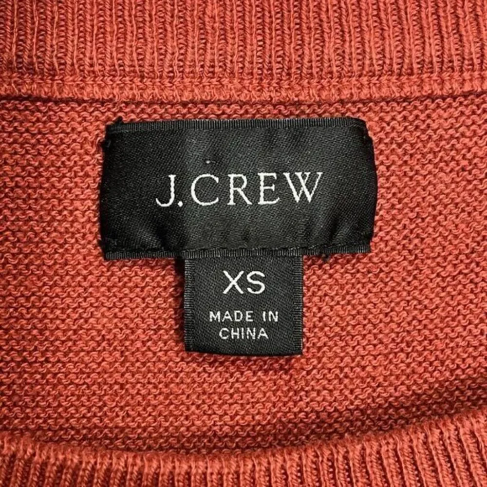 J. Crew Mens Size XS Crewneck Sweater Garter Stitch 100% Cotton Red/Burnt Orange
